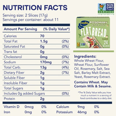 Wasa Flatbread Rosemary & Sea Salt Thins Crackers - 6.7 Oz - Image 6