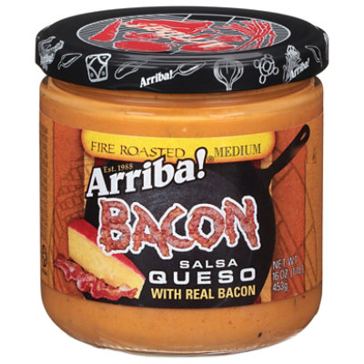 Arriba! Salsa Queso Fire Roasted Bacon Medium Jar - 16 Oz