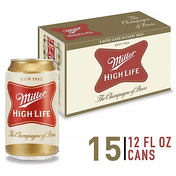 Miller High Life Beer American Style Lager 4.6% ABV Can - 32 Fl. Oz.