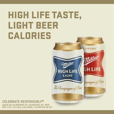 Miller High Life Light American Style Light Lager Beer 4.1% ABV Cans - 30-12 Fl. Oz. - Image 2