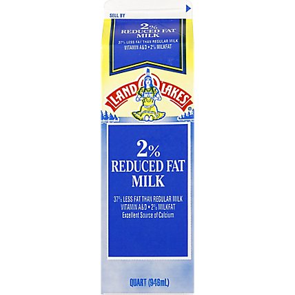 Land O'Lakes DairyPure 2% Reduced Fat Milk with Vitamin A And D Paper Carton - 1 Quart - Image 1