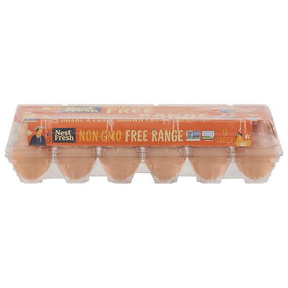 NestFresh Eggs Non GMO Free Range Large Grade A Brown - 12 Count
