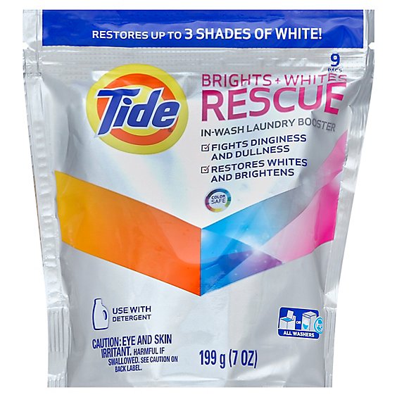Tide Laundry Booster In Wash Brights Whites Rescue Pouch - 9 Count