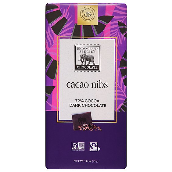 Endan Chocolate Bar Bat Dark Intns 75% With Nibs - 3.0 Oz