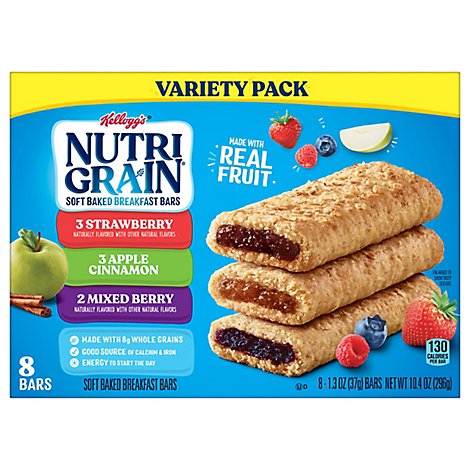Nutri-Grain Soft Baked Breakfast Bars Variety Pack 8 Count - 10.4 Oz