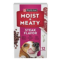 Purina Moist & Meaty Steak Dog Food Dry Pouches Box 12 Count - 72 Oz - Image 1