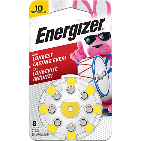 Energizer Yellow Tab Size 10 Hearing Aid Batteries - 8 Count