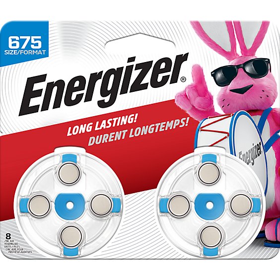 Energizer Blue Tab Size 675 Hearing Aid Batteries - 8 Count