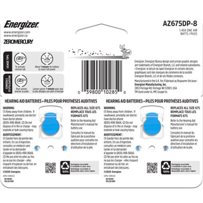 Energizer Hearing Aid Batteries Size 675 Blue Tab - 8 Count - Image 2