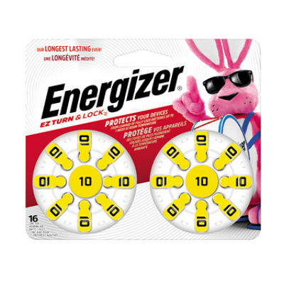 Energizer Yellow Tab Size 10 Hearing Aid Batteries - 16 Count - Image 1