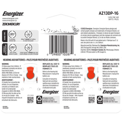 Energizer Orange Tab Size 13 Hearing Aid Batteries - 16 Count - Image 4