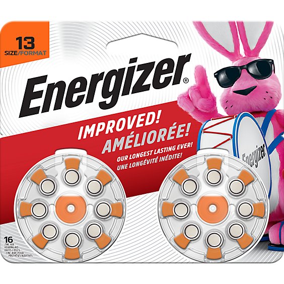 Energizer Orange Tab Size 13 Hearing Aid Batteries - 16 Count
