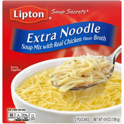 Lipton Soup Secrets Soup Mix With Real Chicken Broth Extra Noodle 2 Count - 4.9 Oz - Image 4