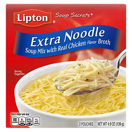 Lipton Soup Secrets Soup Mix With Real Chicken Broth Extra Noodle 2 Count - 4.9 Oz - Image 2