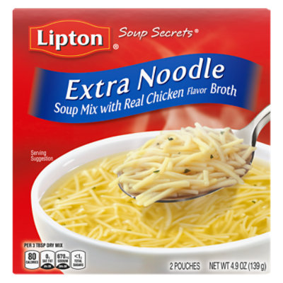 Lipton Soup Secrets Soup Mix With Real Chicken Broth Extra Noodle 2 Count - 4.9 Oz - Image 2