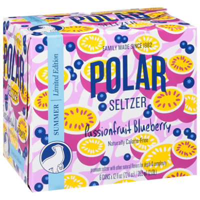 Polar Seltzer Passionfruit Blueberry Cans - 6-12 Oz - Image 1