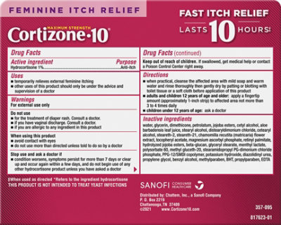 Cortizone Fminine Anti Itch Cream - 1 Oz - Image 5