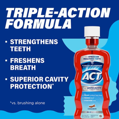ACT Anticavity Fluoride Mouthwash Triple Action Cinnamon - 18 Fl. Oz. - Image 4
