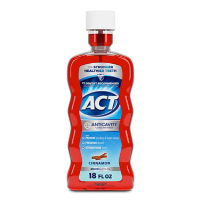 ACT Anticavity Fluoride Mouthwash Triple Action Cinnamon - 18 Fl. Oz. - Image 1