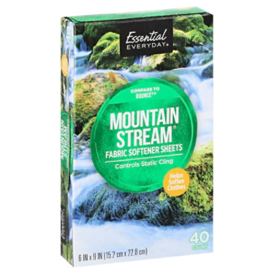 Essential Everyday Fabric Softener Sheets Mountain Stream Box - 40 Count
