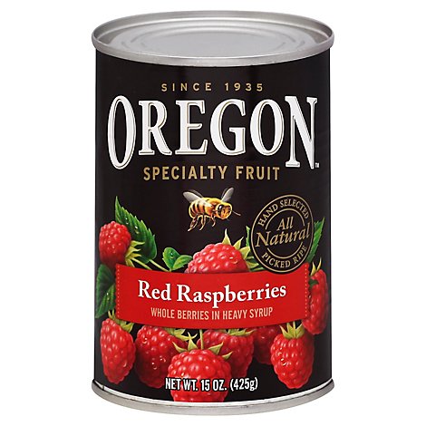 Oregon Red Raspberries Whole in Heavy Syrup - 15 Oz