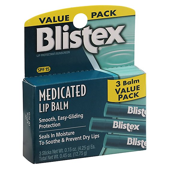 Blistex Lip Balm Medicated Spf 15 Value - 3-.15 Oz