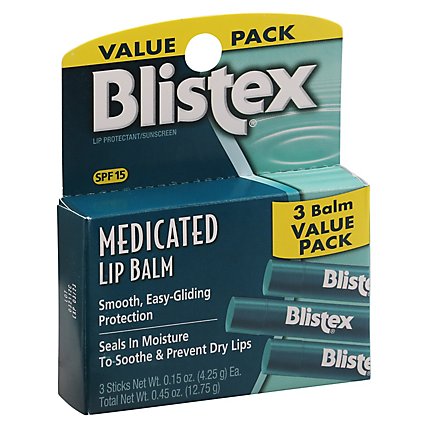 Blistex Lip Balm Medicated Spf 15 Value - 3-.15 Oz - Image 1
