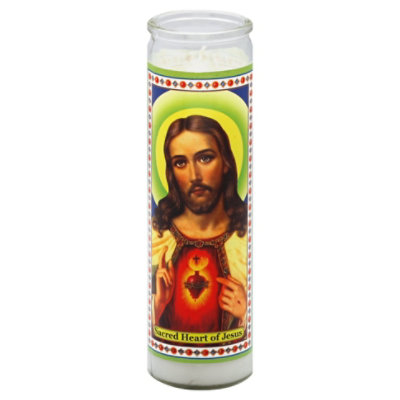 Reed Candle Sacred Heart Of Jesus Candle Wax White Jar - Each - Image 1