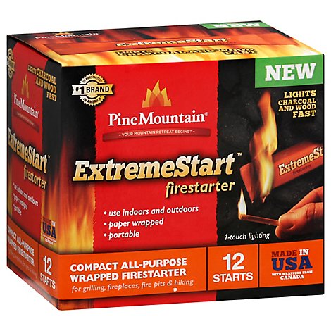 Pine Mountain ExtremeStart Fire Starters Compact All-Purpose Wrapped - 12 Count