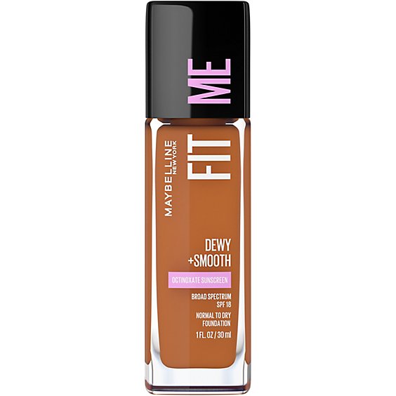 Maybelline Fit Me Dewy Plus Smooth Mocha Liquid Foundation Makeup with SPF 18 - 1 Oz