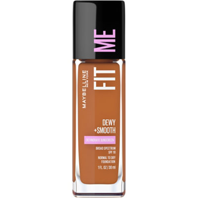 Maybelline Fit Me Dewy Plus Smooth Mocha Liquid Foundation Makeup with SPF 18 - 1 Oz - Image 1