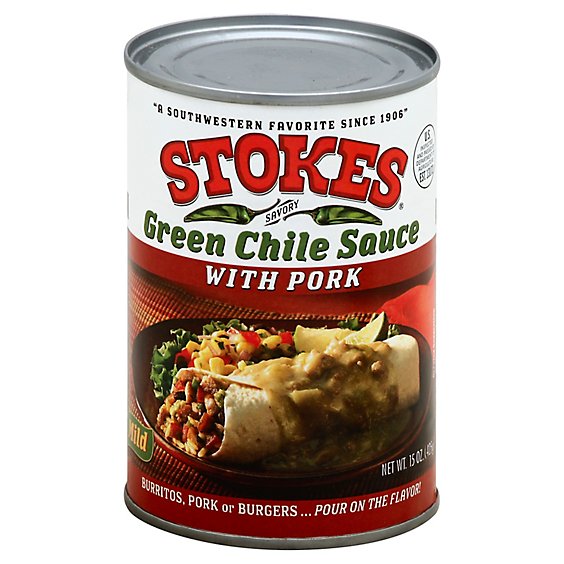 Stokes Green Chile Sauce With Pork Mild Can - 15 Oz