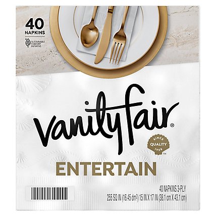 Vanity Fair Entertain Napkins Classic White - 40 Count - Image 2