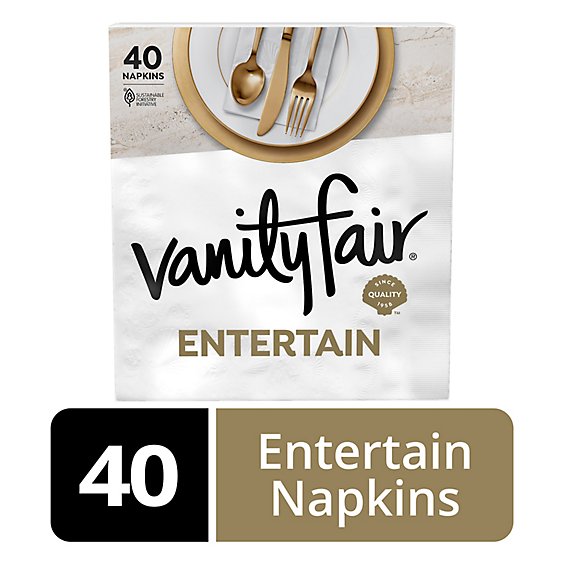 Vanity Fair Entertain Napkins Classic White - 40 Count