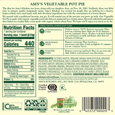 Amy's Vegetable Pot Pie - 7.5 Oz - Image 7