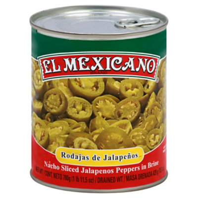 El Mexicano Jalapenos Sliced Nacho Pepper in Brine Can - 28 Oz