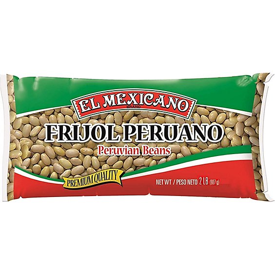 El Mexicano Beans Peruvian Whole Frijol Peruano Bag - 1 Lb