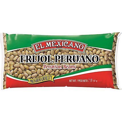 El Mexicano Beans Peruvian Whole Frijol Peruano Bag - 1 Lb - Image 1