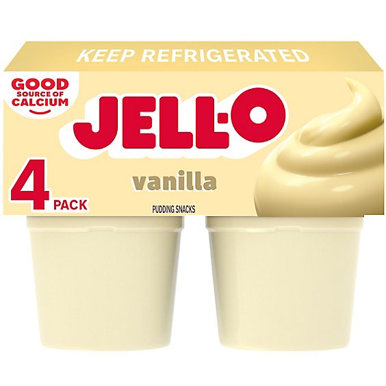 JELL-O Pudding Snacks Original Vanilla 4 Count - 15.5 Oz