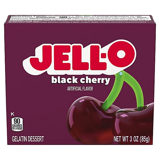 Jell-O Black Cherry Gelatin Dessert Mix Box - 3 Oz