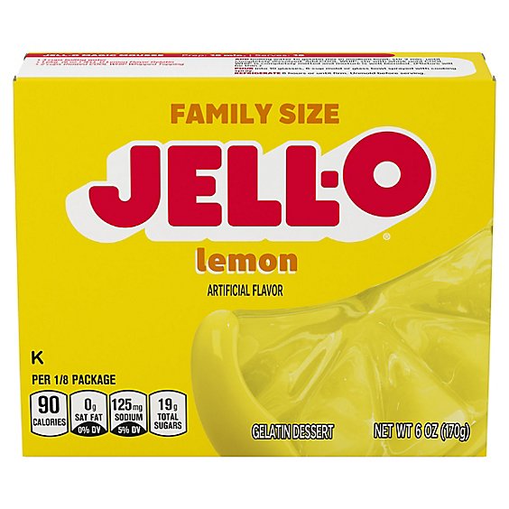 Jell-O Lemon Gelatin Dessert Mix Box - 6 Oz