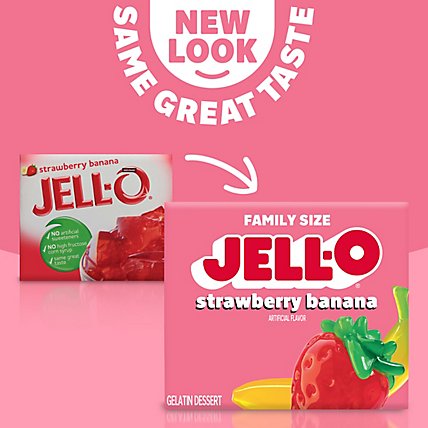 Jell-O Strawberry Banana Gelatin Dessert Mix Box - 6 Oz - Image 1