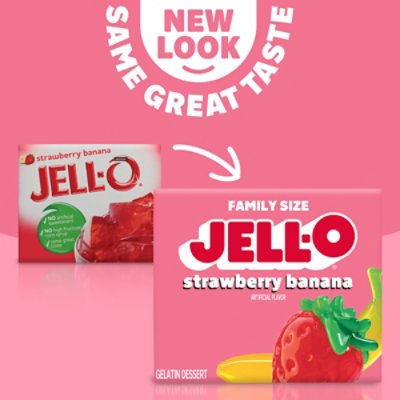 Jell-O Strawberry Banana Gelatin Dessert Mix Box - 6 Oz