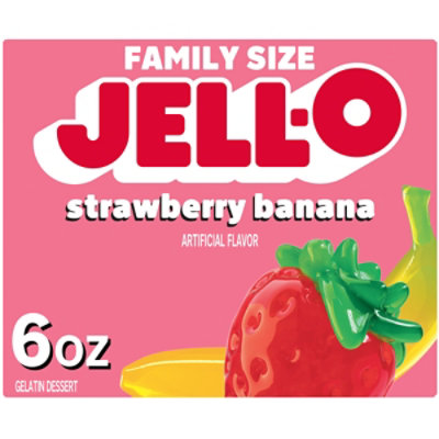 Jell-O Strawberry Banana Gelatin Dessert Mix Box - 6 Oz