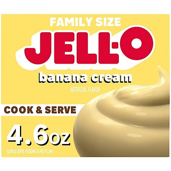 Jell-O Cook & Serve Banana Cream Pudding & Pie Filling Mix Box - 4.6 Oz