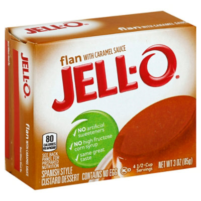 JELLO Custard Dessert Spanish Style Flan with Caramel Sauce 3 Oz
