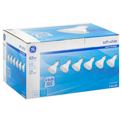 GE 65 Watts Indoor Floodlight Light Bulbs Soft White - 6 Count