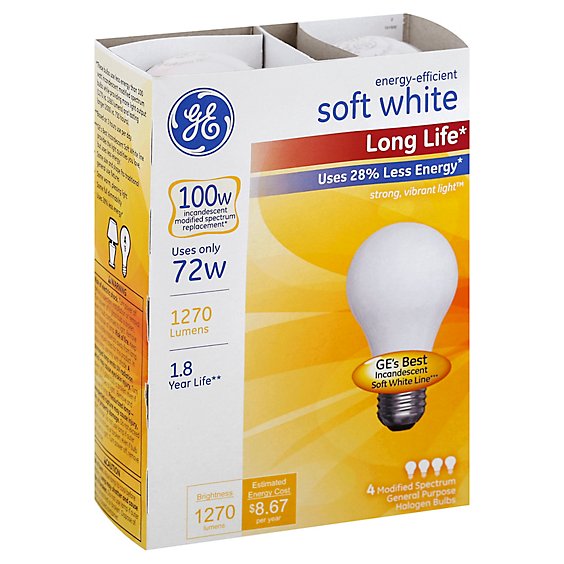 GE 72w Soft White 4pk - 3 Count