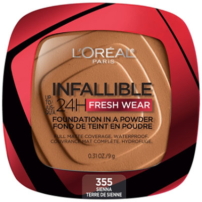 L'Oreal Paris Infallible Up to 24H Fresh Wear Foundation in a Powder Sienna - 0.31 Oz - Image 3