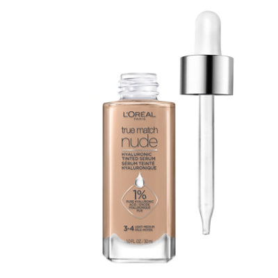 L'Oreal Paris True Match Hyaluronic Tinted Serum Foundation Makeup Light-Medium 3-4 - 1 Fl. Oz. - Image 2